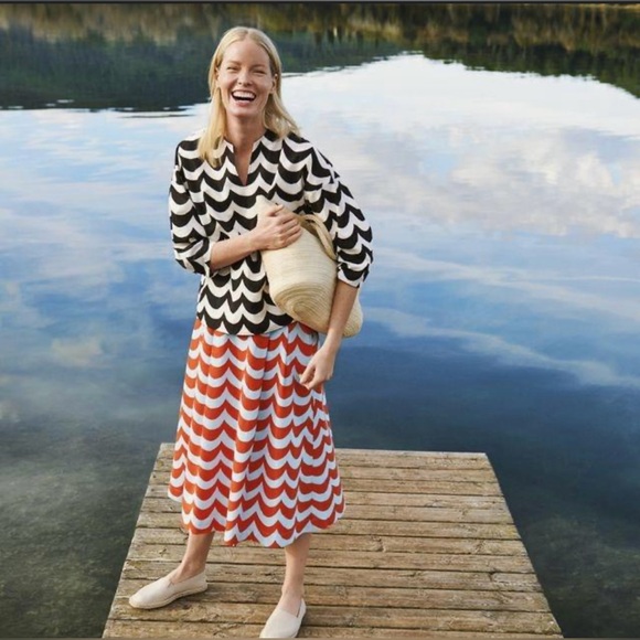 Marimekko x Uniqlo black white waves top blouse shirt sz xs - Picture 2 of 6